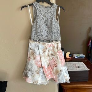 Two piece mini prom dress